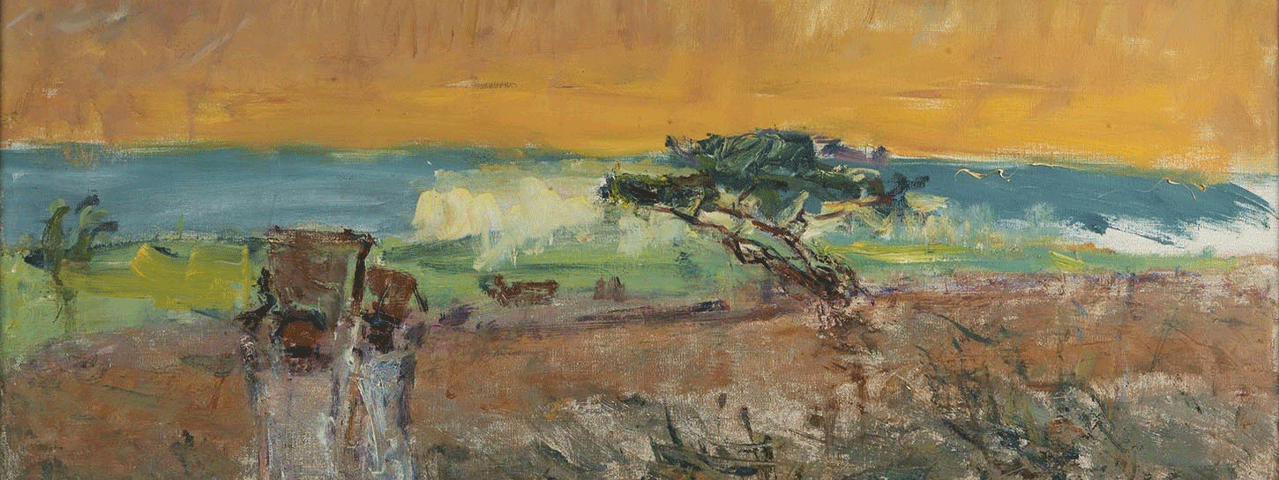 Een schilderij van een landschap in grove streken opgezet, te bewonderen in Museum Henriette Polak met de VIP-KAART.