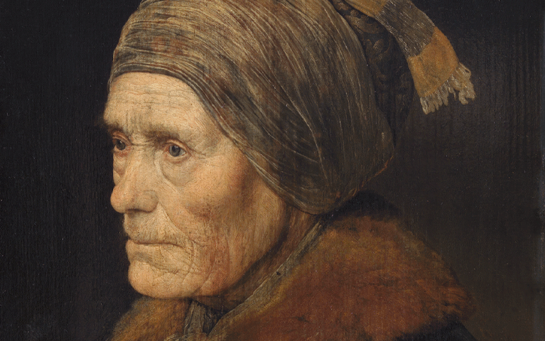 Portret van een oude vrouw door de onbekende meester I.S. Bezoek de tentoonstelling in Museum de Lakenhal met 2 personen gratis.