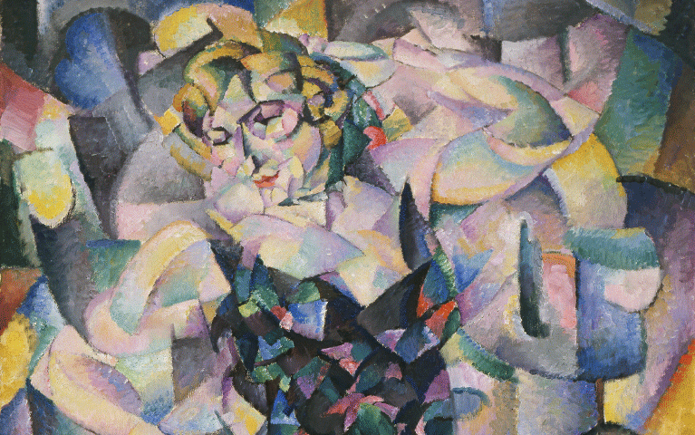 Kubistisch schilderij van een vrouw bestaande uit kleurrijke vlakken van Leo Gestel, gratis te zien in Singer Laren met de VIP-KAART