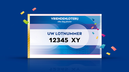 Illustratie van een VriendenLoterij-lot met een lotnummer.