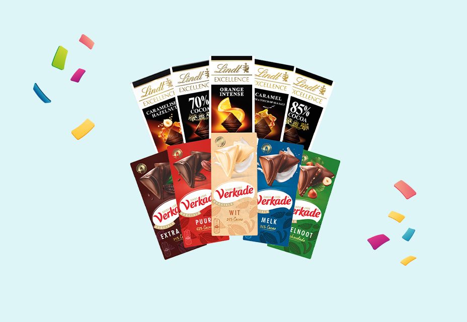 Illustratie van verschillende chocoladerepen.