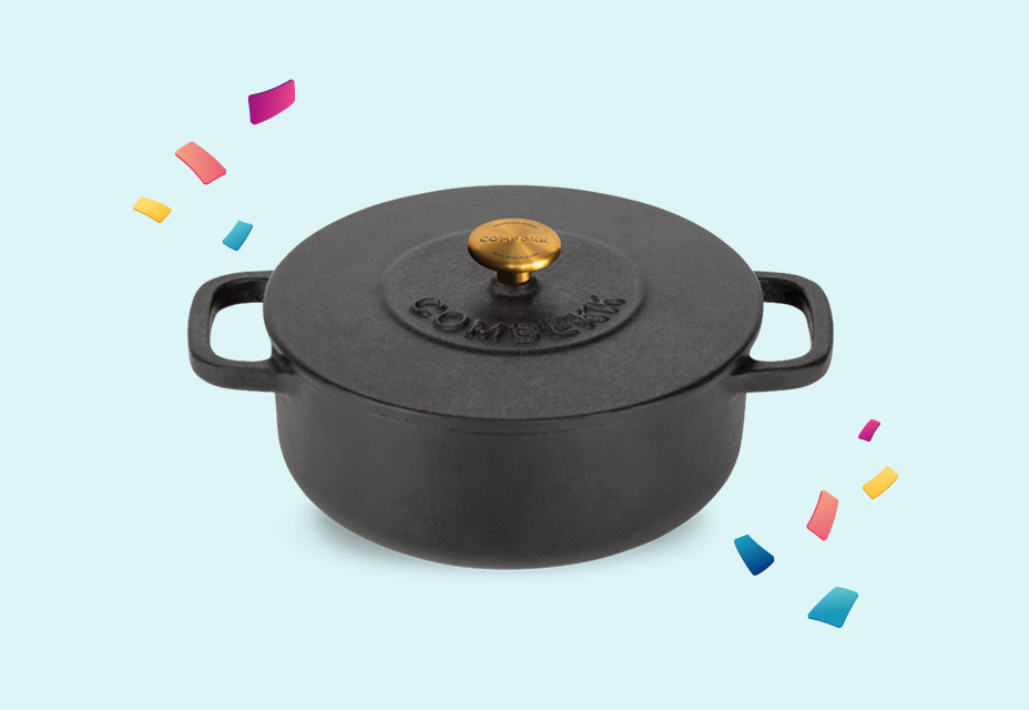 Zwarte Combekk Dutch oven met deksel.